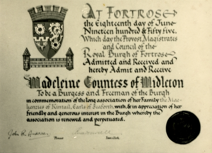 Freedom of Fortrose certificate